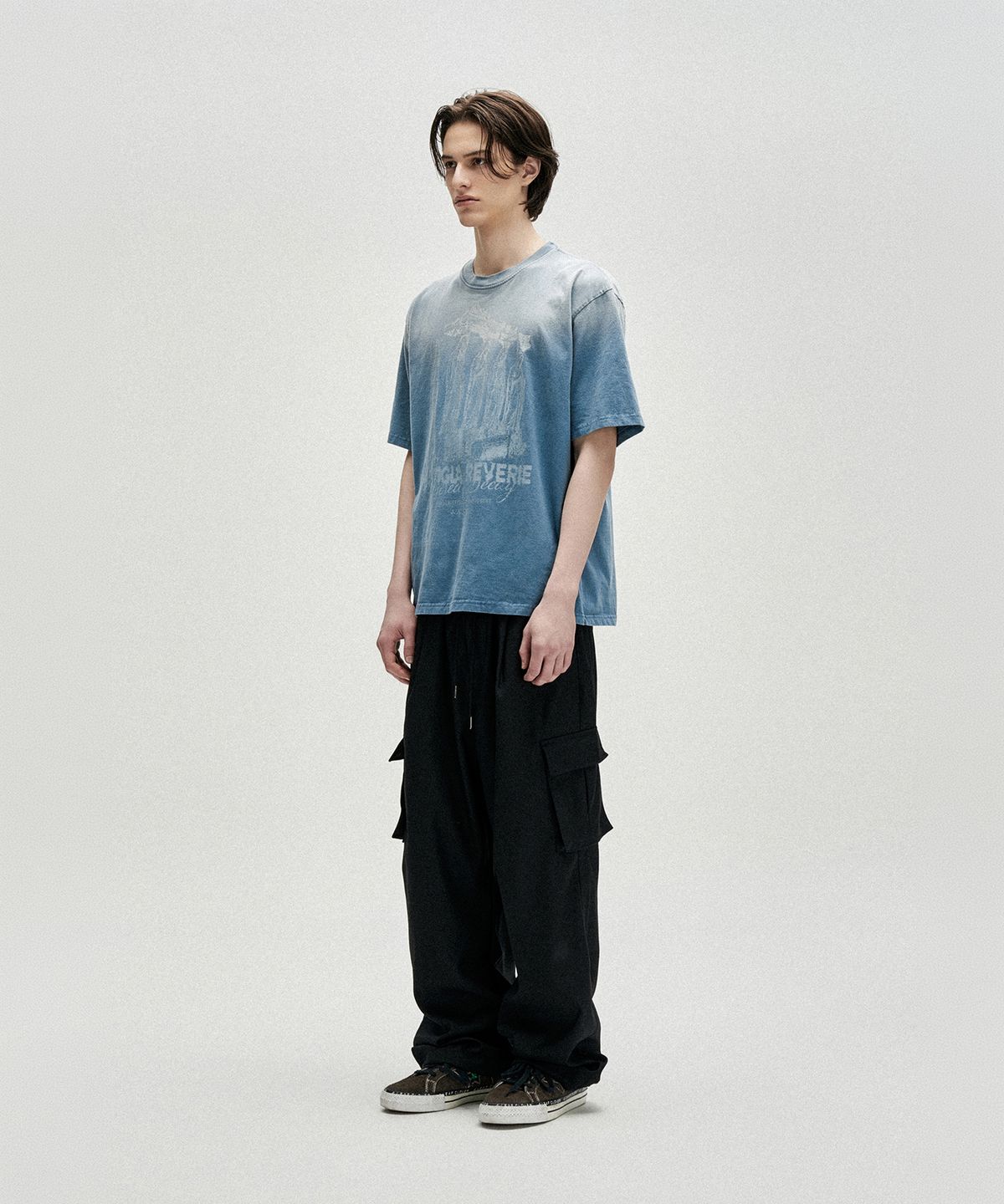 낫포너드(NOT4NERD) 4 Effigy Bleach Washed T-Shirts - Blue