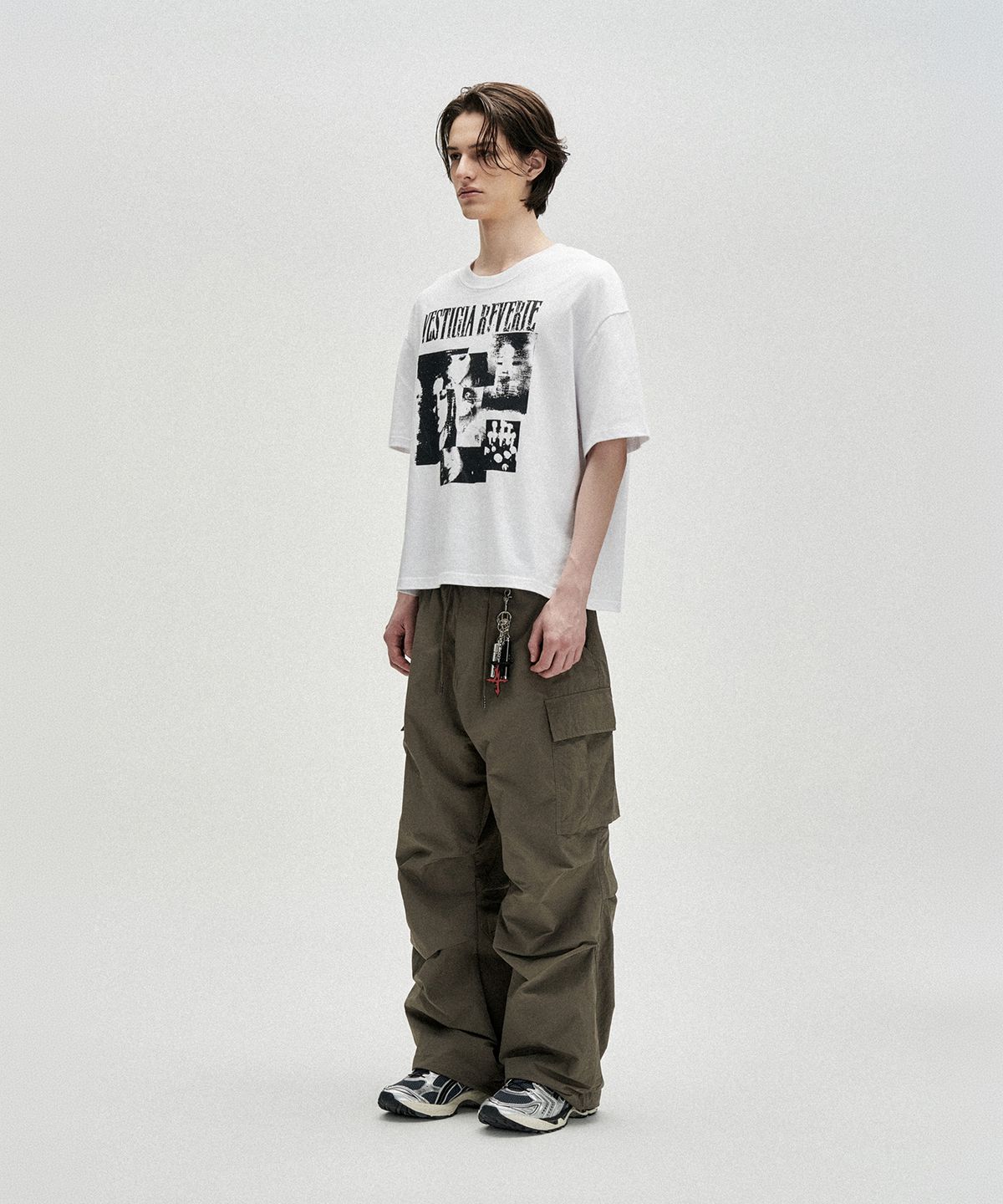 낫포너드(NOT4NERD) Fragmented Self Loose Cropped T-Shirts - White