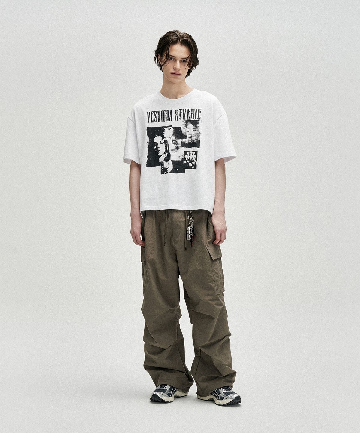 낫포너드(NOT4NERD) Fragmented Self Loose Cropped T-Shirts - White