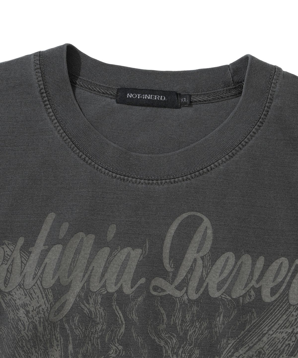 낫포너드(NOT4NERD) Ignited Angel Pigment Loose Cropped T-Shirts - Charcoal