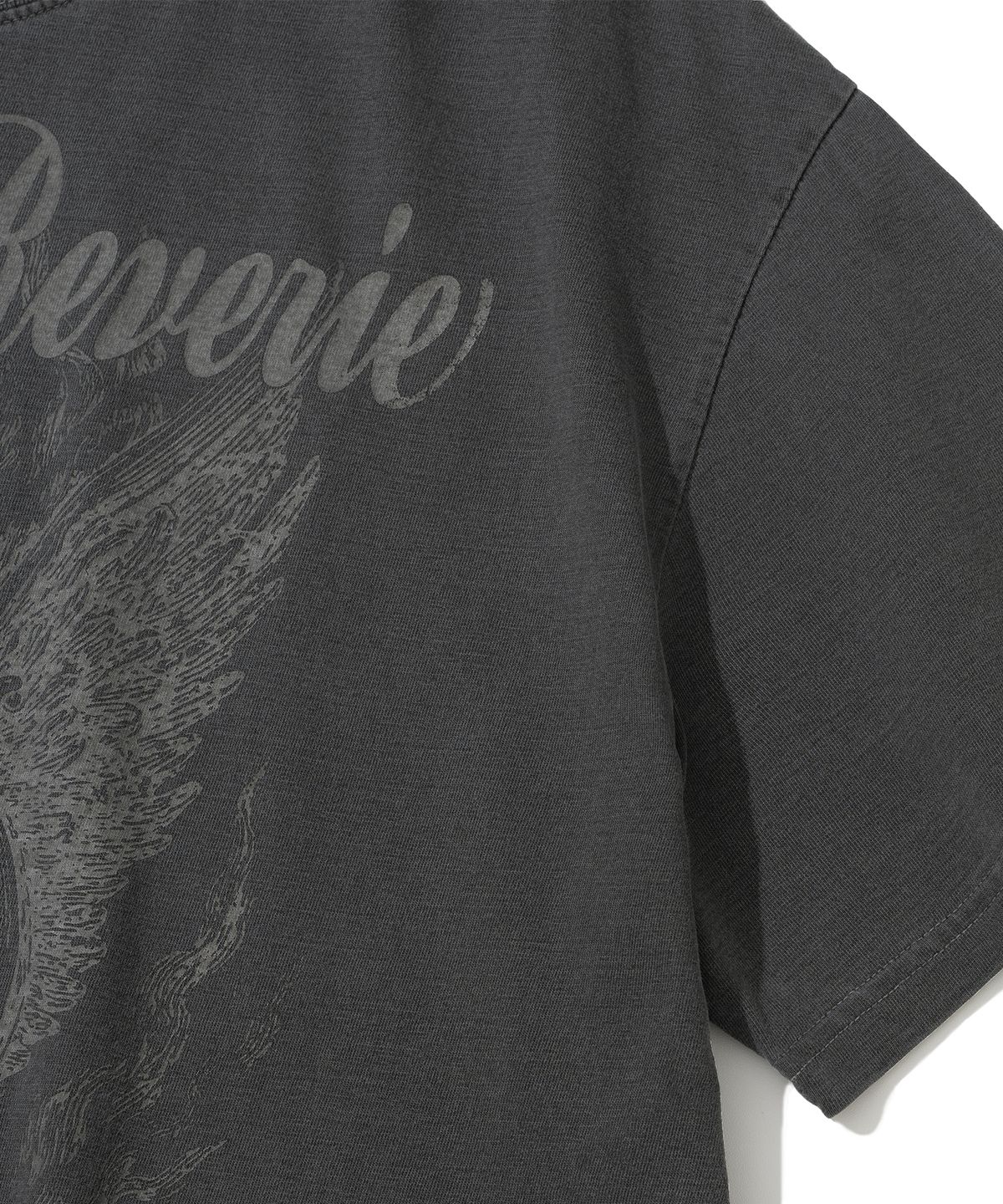 낫포너드(NOT4NERD) Ignited Angel Pigment Loose Cropped T-Shirts - Charcoal