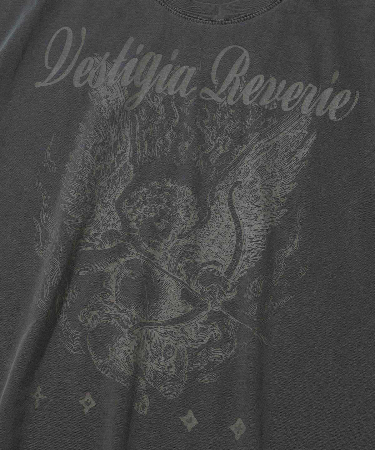 낫포너드(NOT4NERD) Ignited Angel Pigment Loose Cropped T-Shirts - Charcoal