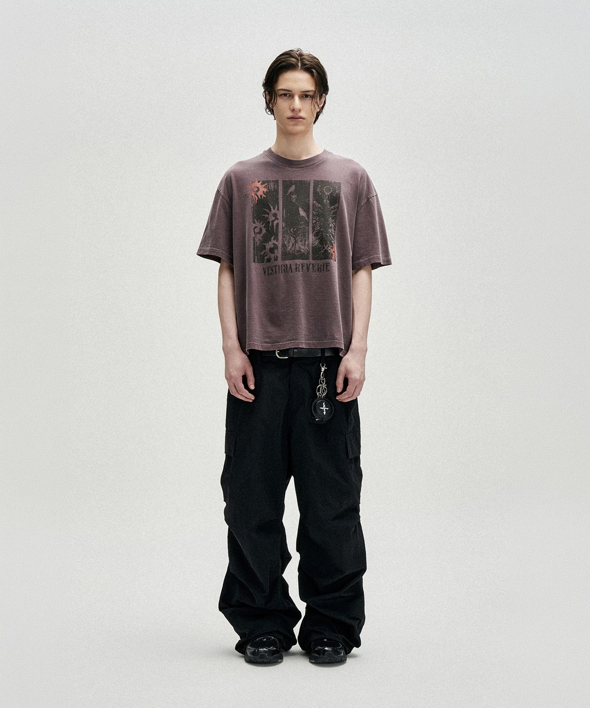 낫포너드(NOT4NERD) Omens Pigment Loose Cropped T-Shirts - Purple