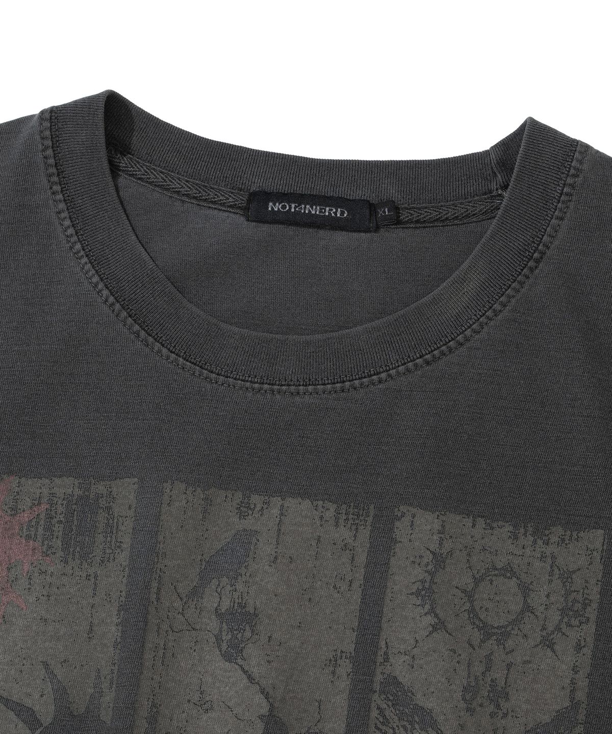 낫포너드(NOT4NERD) Omens Pigment Loose Cropped T-Shirts - Charcoal