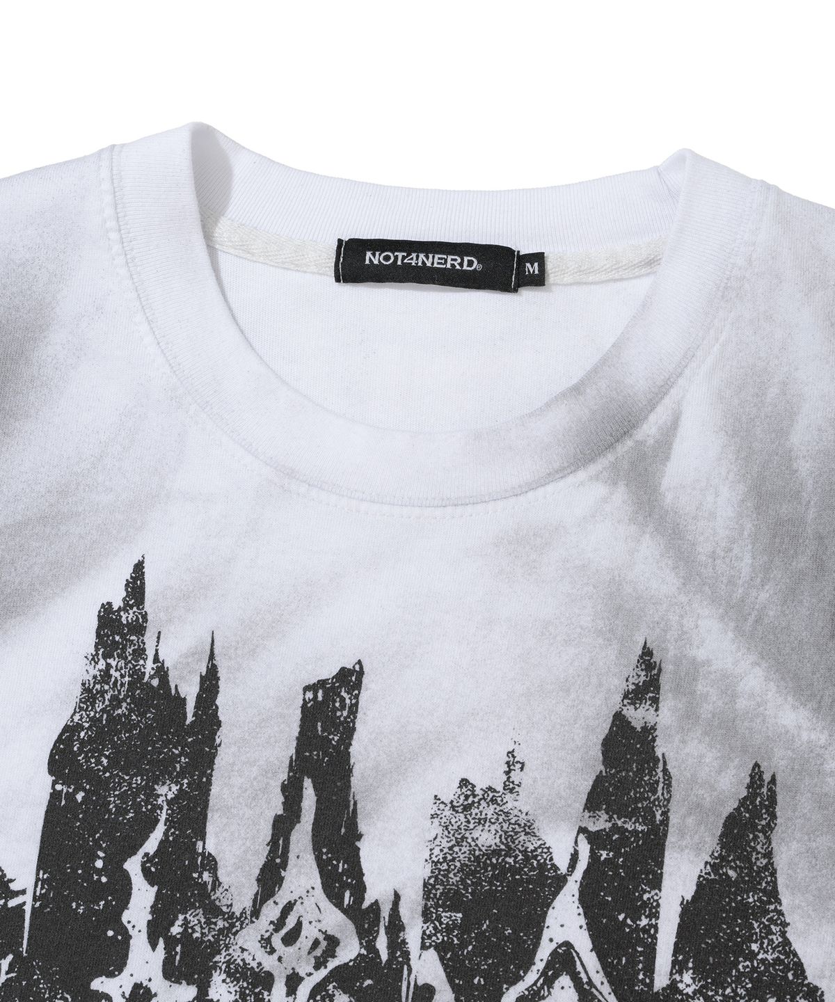 낫포너드(NOT4NERD) Candle Residue Oil Washed Loose Cropped T-Shirts - White