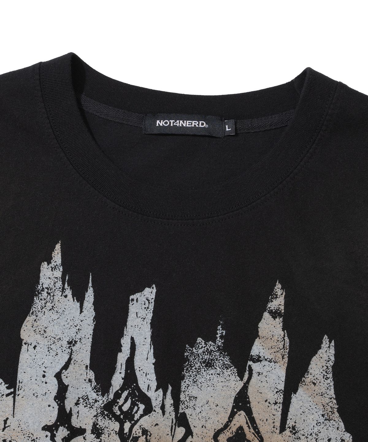 낫포너드(NOT4NERD) Candle Residue Oil Washed Loose Cropped T-Shirts - Black