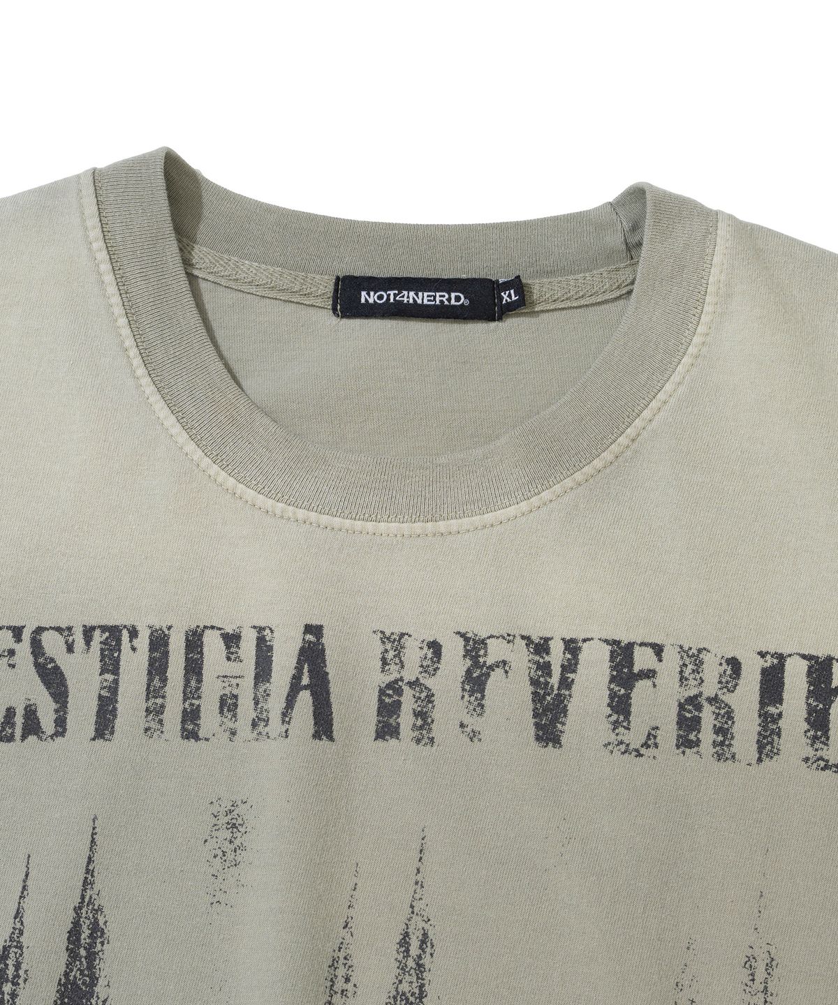 낫포너드(NOT4NERD) Triple Sanctuary Bleach Washed Loose Cropped T-Shirts - Beige
