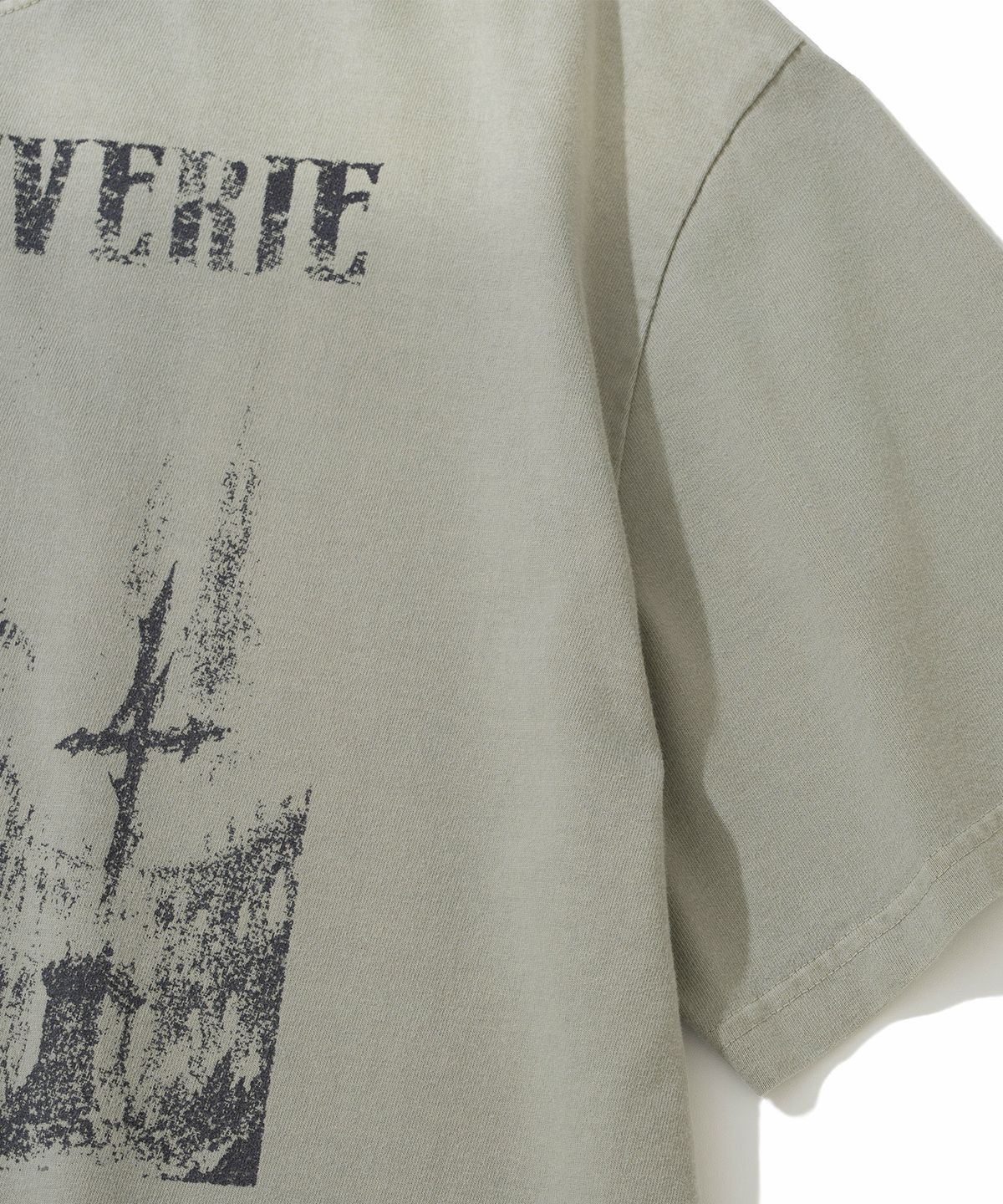 낫포너드(NOT4NERD) Triple Sanctuary Bleach Washed Loose Cropped T-Shirts - Beige