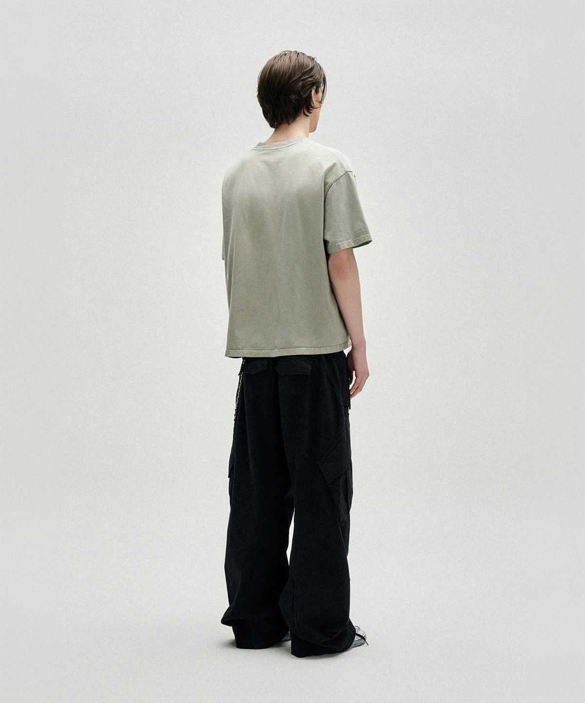 낫포너드(NOT4NERD) Triple Sanctuary Bleach Washed Loose Cropped T-Shirts - Beige