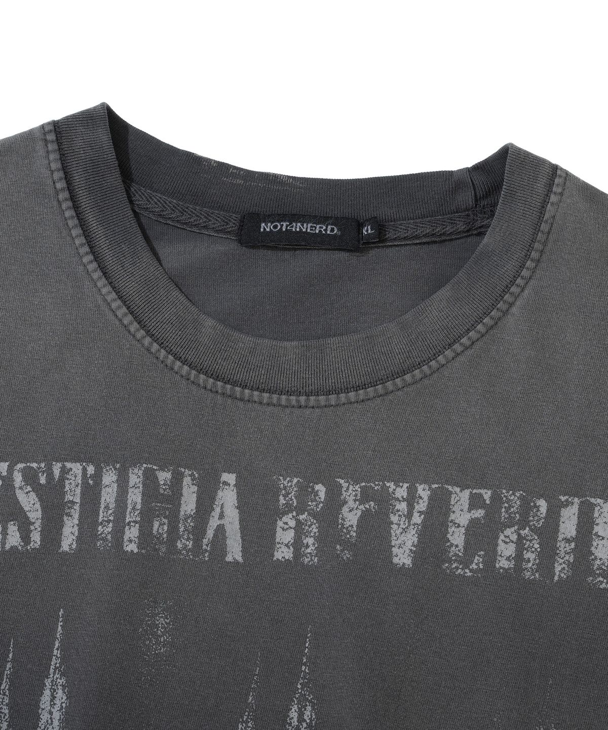 낫포너드(NOT4NERD) Triple Sanctuary Bleach Washed Loose Cropped T-Shirts - Charcoal
