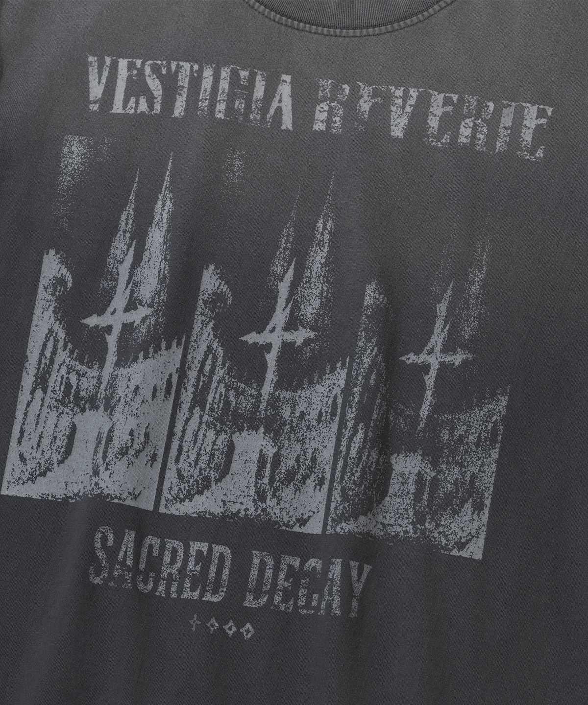 낫포너드(NOT4NERD) Triple Sanctuary Bleach Washed Loose Cropped T-Shirts - Charcoal