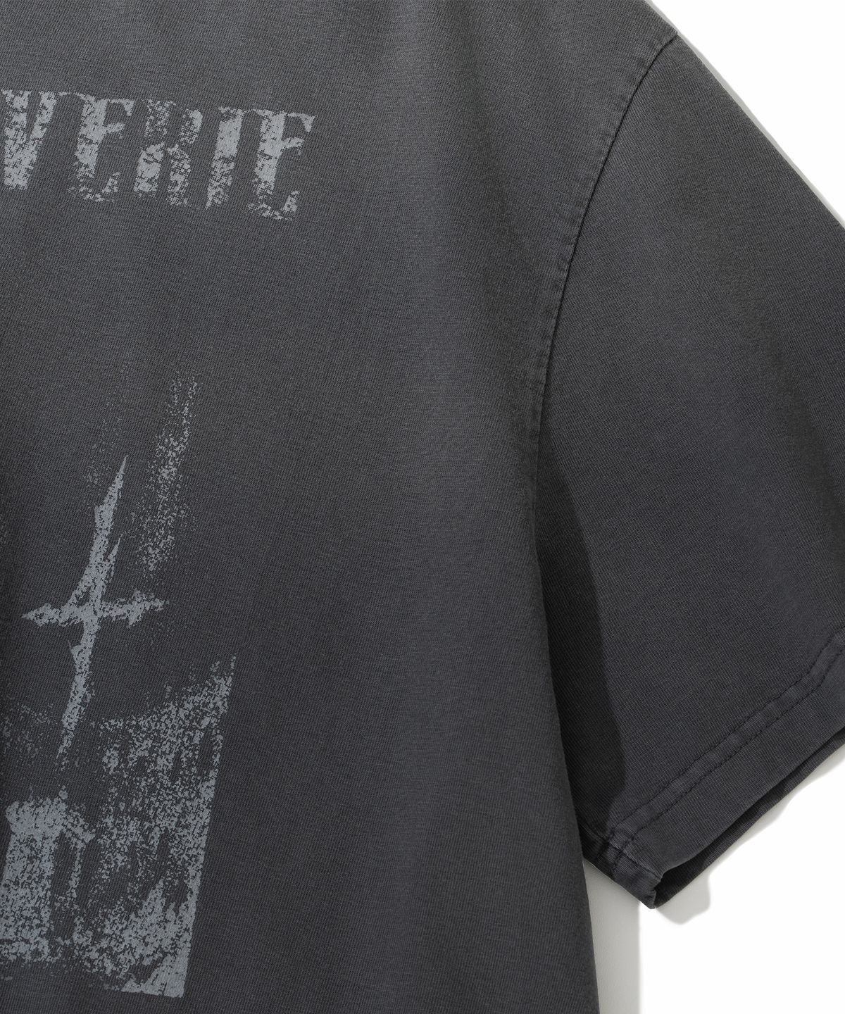 낫포너드(NOT4NERD) Triple Sanctuary Bleach Washed Loose Cropped T-Shirts - Charcoal