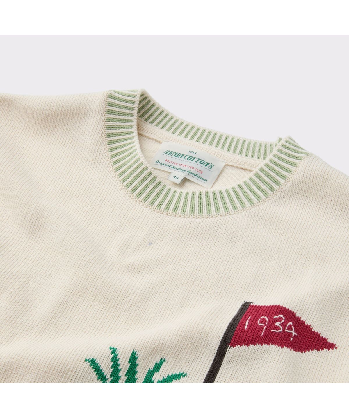 헨리코튼(HENRY COTTONS) [British Sporting Club] Applique Long-Sleeve Pullover ABWAM26601IVX
