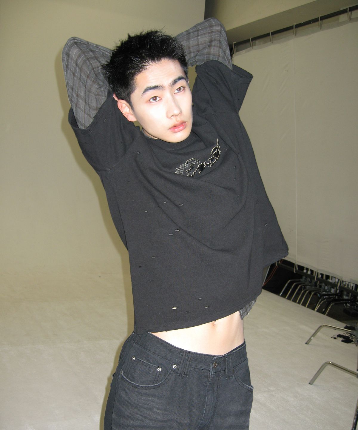 엔드릭스(EDLIX) Hole Leather Pixel Logo T-Shirt (Black)