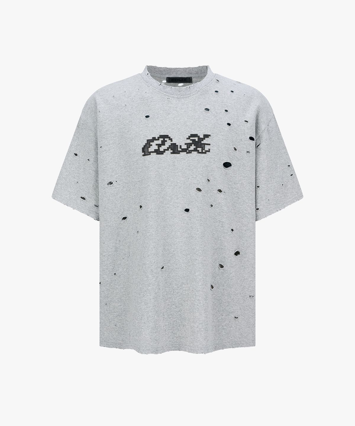 엔드릭스(EDLIX) Hole Leather Pixel Logo T-Shirt (Grey)