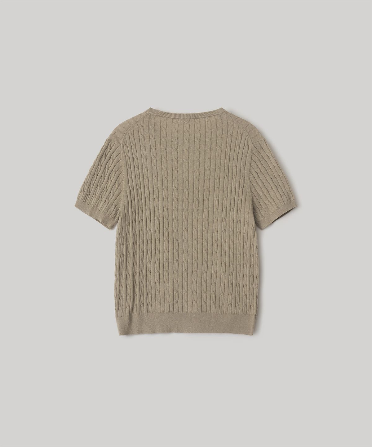 어나더오피스 우먼(ANOTHER OFFICE WOMEN) W. Henley Neck Cable Knit (Light Khaki)