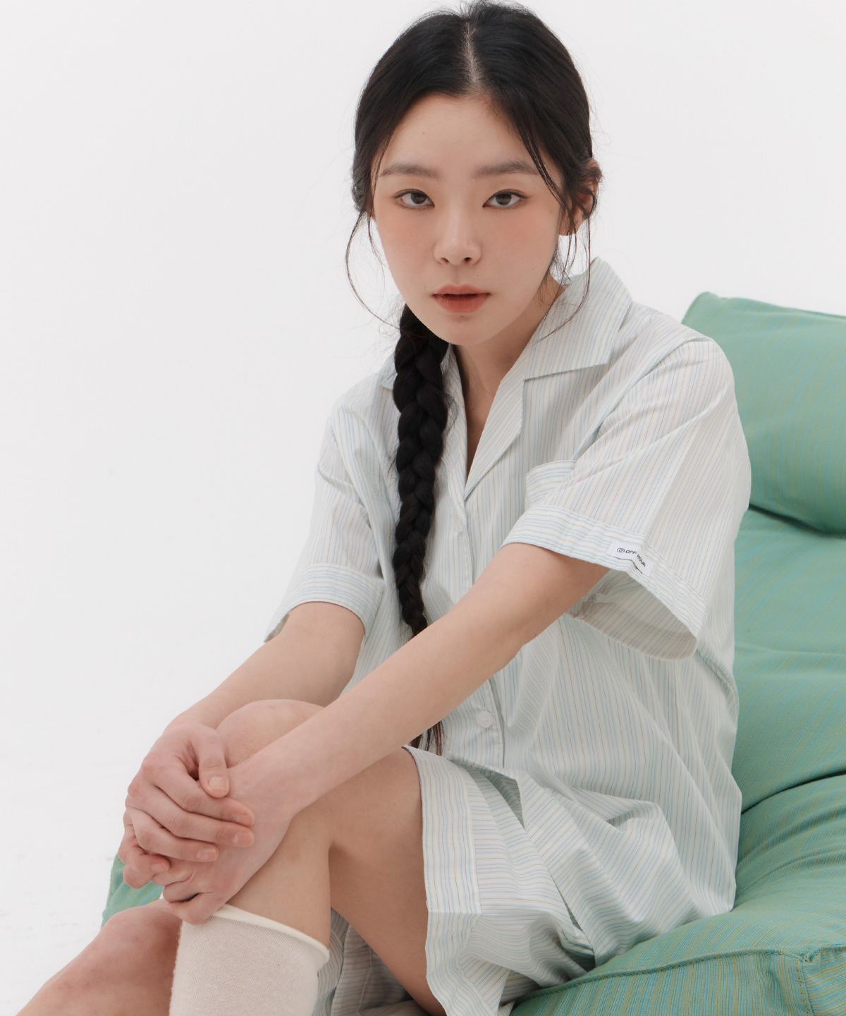 오프아워(OFFHOUR) [2SET] 타이드리듬 치즈폼 반팔 잠옷 세트