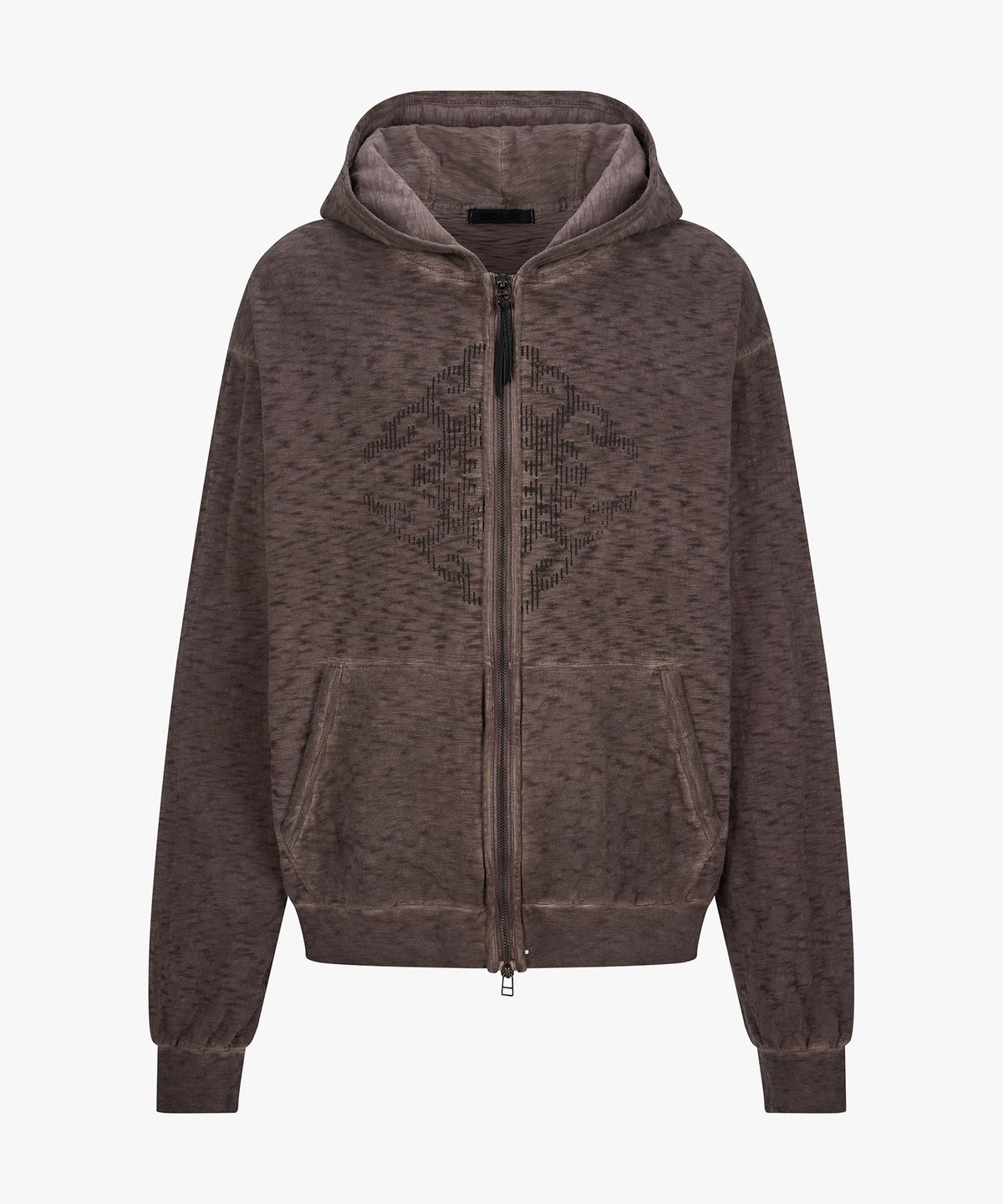 엔드릭스(EDLIX) Surface Slub Dyed Exposed-Zip Up Hoodie (Brown)