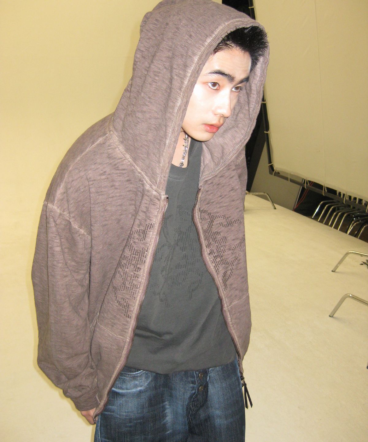 엔드릭스(EDLIX) Surface Slub Dyed Exposed-Zip Up Hoodie (Brown)