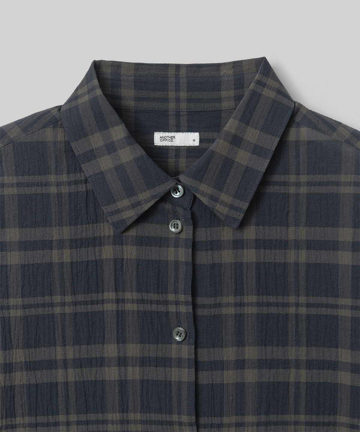 어나더오피스 우먼(ANOTHER OFFICE WOMEN) W. Voile Oversized Shirt (Navy-Check)