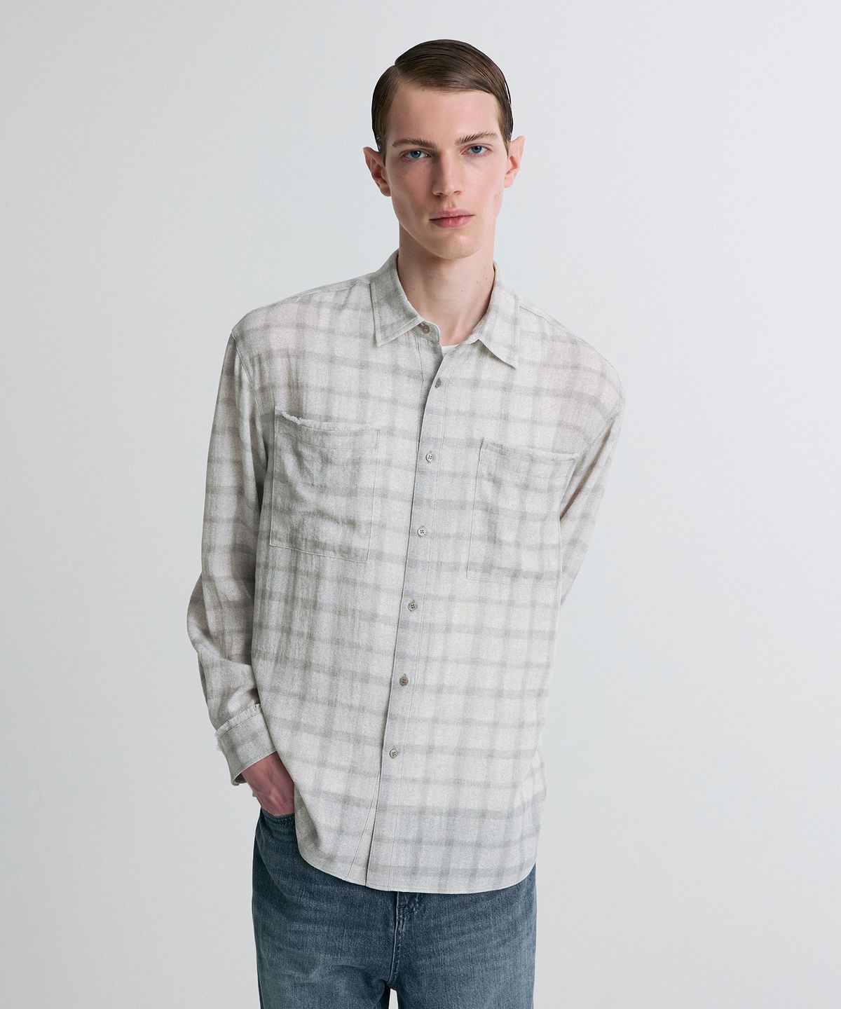 리이 맨(RERHEE MEN) CHECKED SHIRT CHECK GRAY