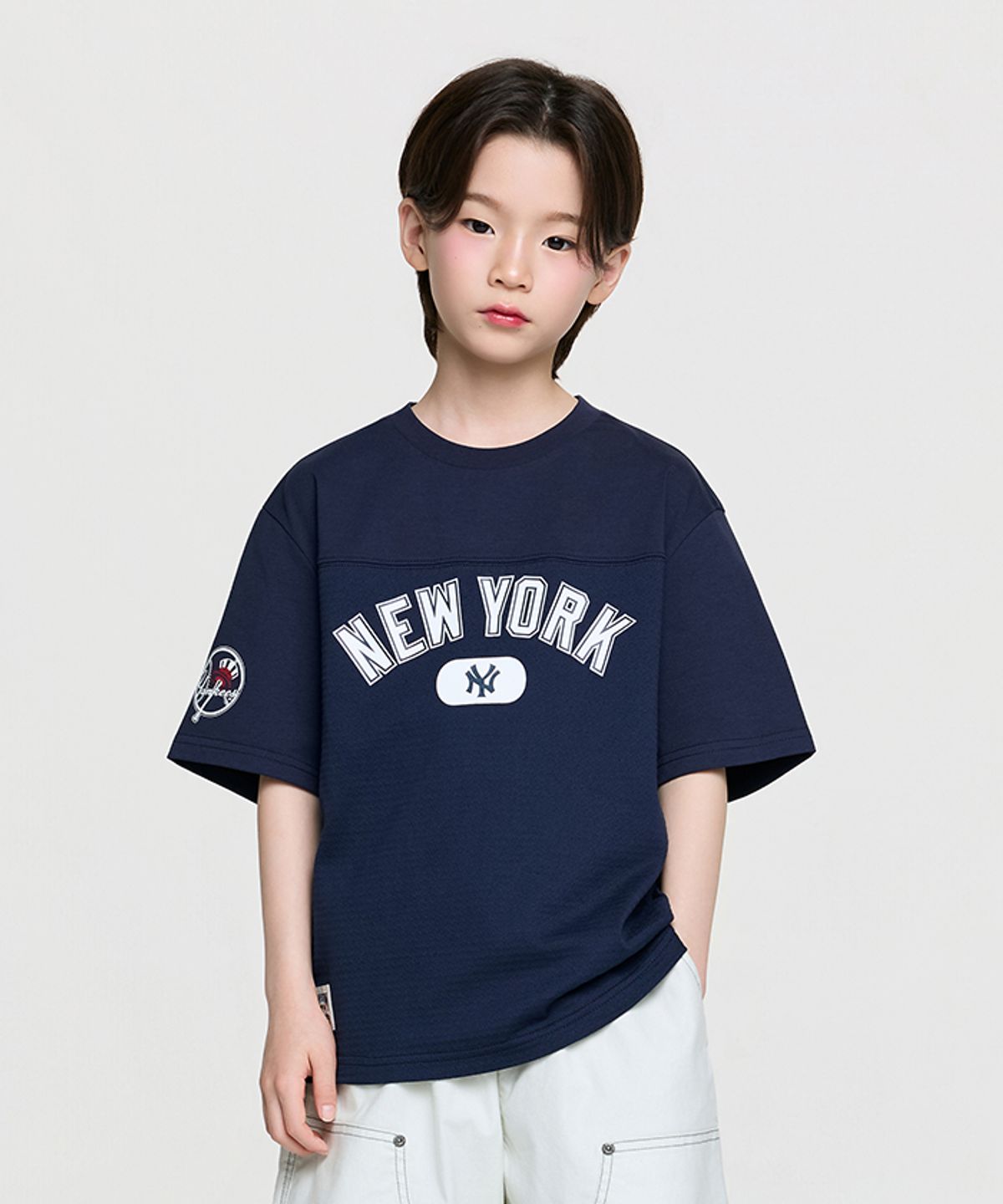 엠엘비 키즈(MLB KIDS) 스트릿 베이직 메쉬 레터링 티셔츠 NY (D.Navy)