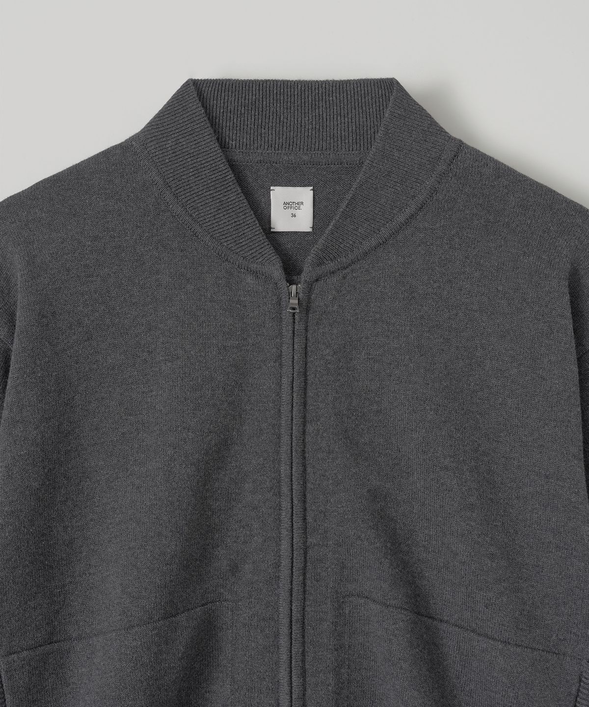 어나더오피스 우먼(ANOTHER OFFICE WOMEN) W. Aviator Knit Blouson (Charcoal)