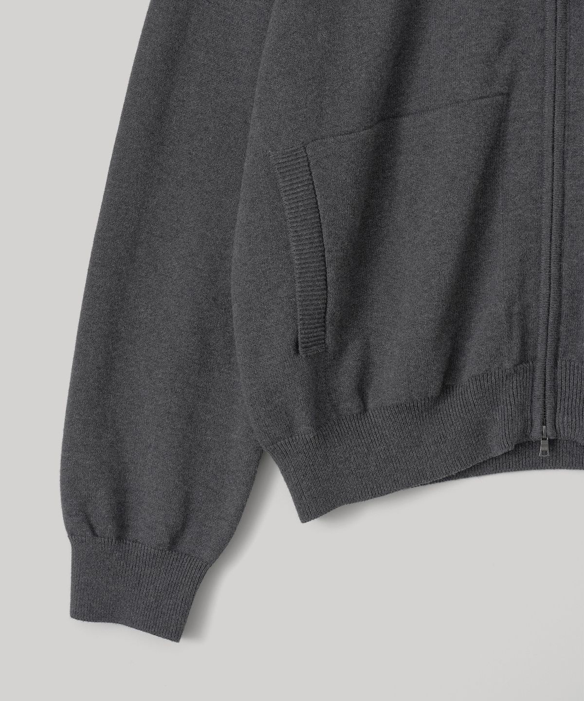 어나더 오피스(ANOTHER OFFICE) Aviator Knit Blouson (Charcoal)