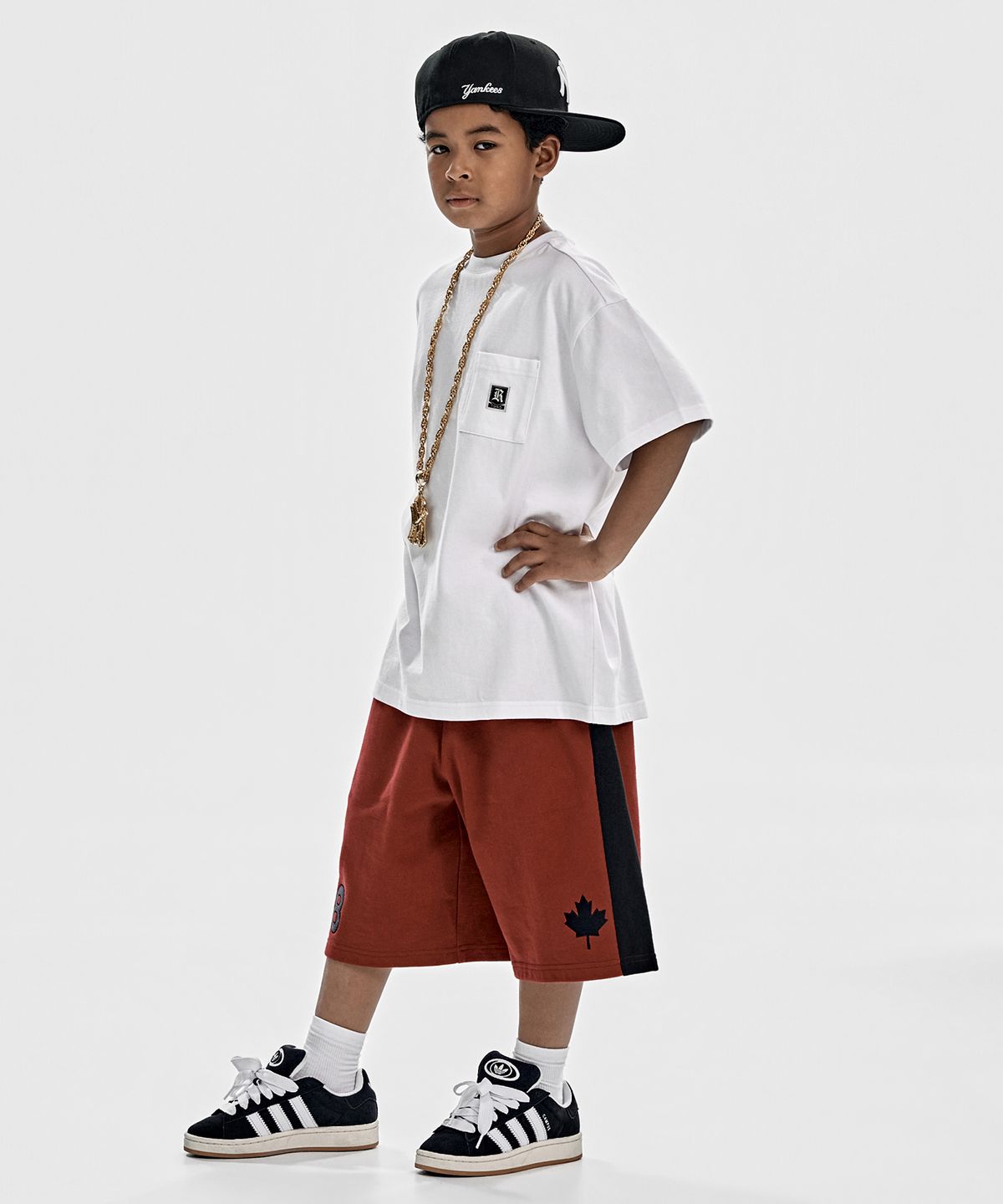 테이크이지 키즈(TAKEASY KIDS) 메이플 라인 스웻 쇼츠 (마룬)