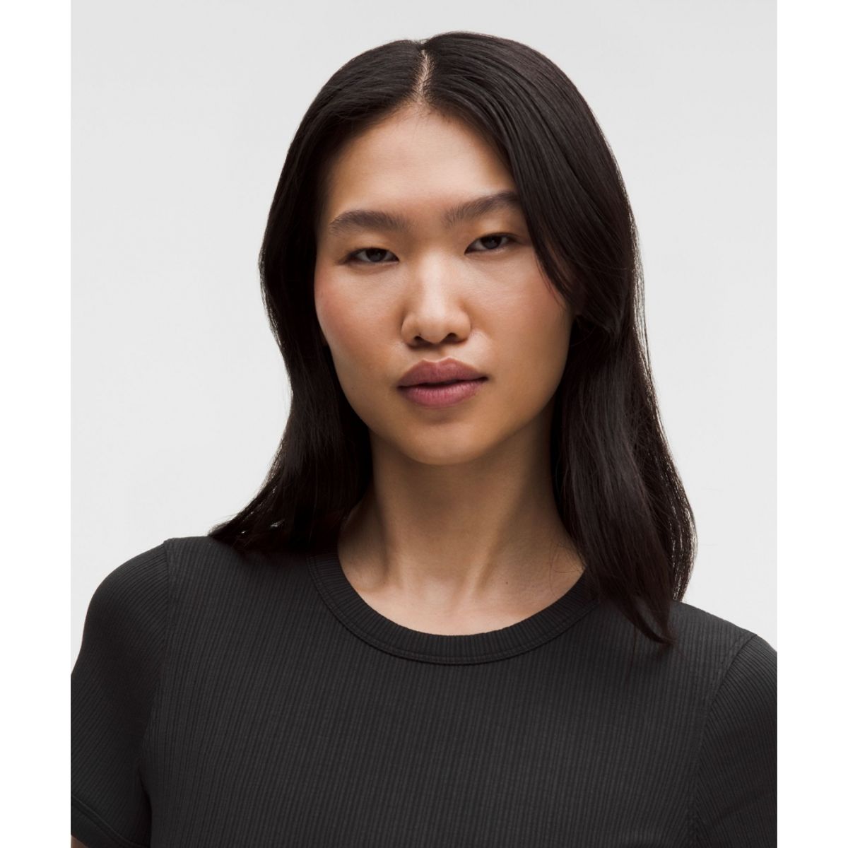 룰루레몬(LULULEMON) 홀드 타이트 마이크로 립 스트레이트 헴 티셔츠  BLK