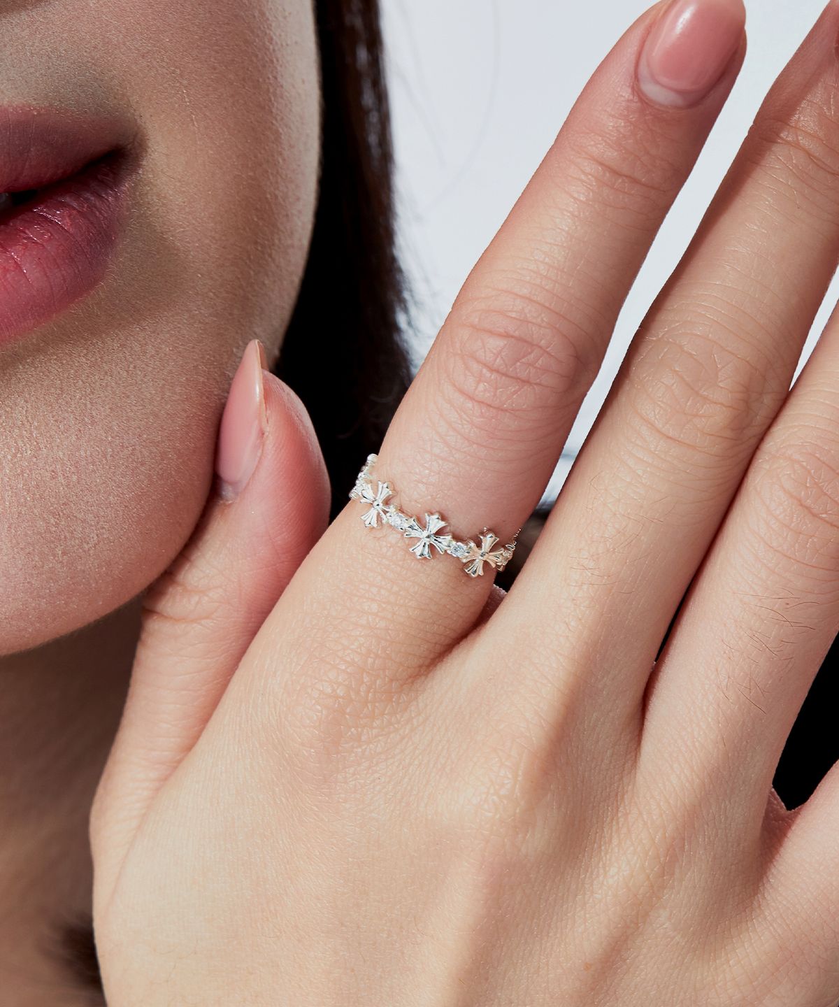 엘렌쥬얼리(HELENE JEWELRY) 925 실버 폴센 크로스 큐빅 미스 링 은 반지