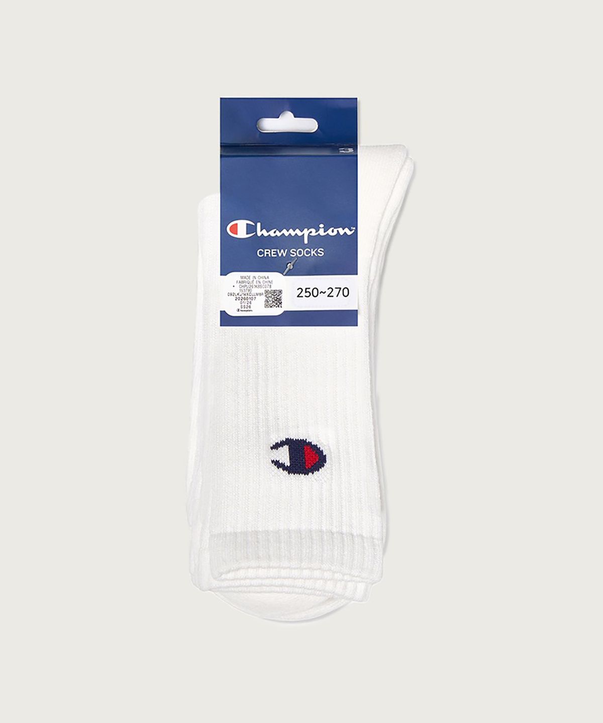 챔피온(CHAMPION) [3pack] C로고 크루 삭스 White