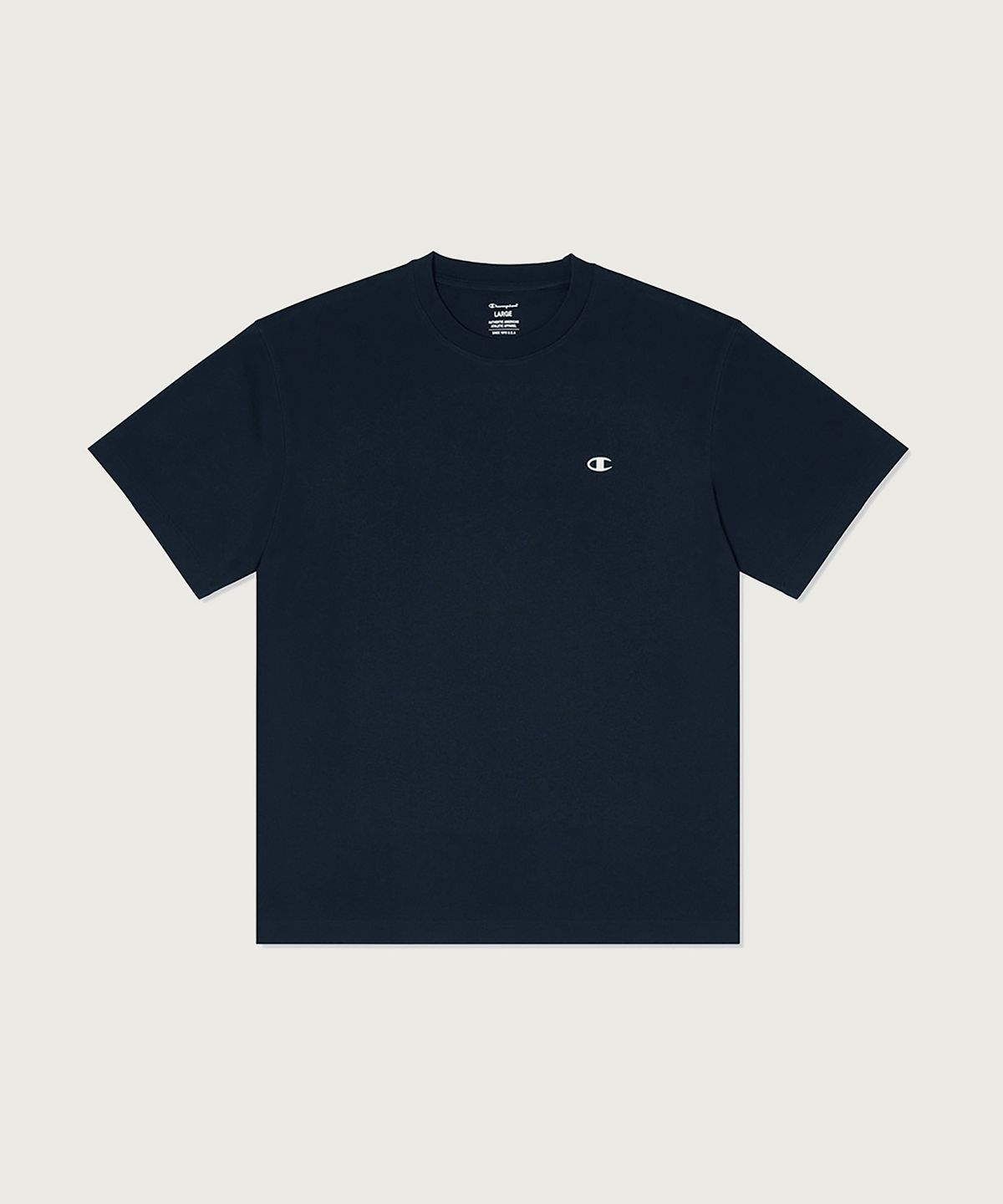 챔피온(CHAMPION) [2pack] 릴렉스핏 크루넥 쿨 티셔츠 White/Navy