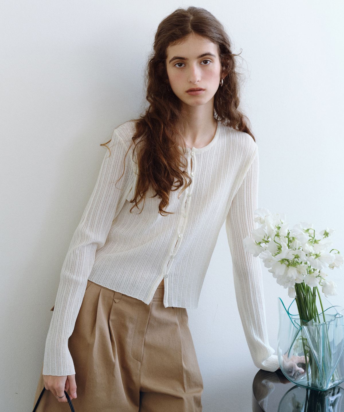 유라고(URAGO) Button loop ribbed cardigan