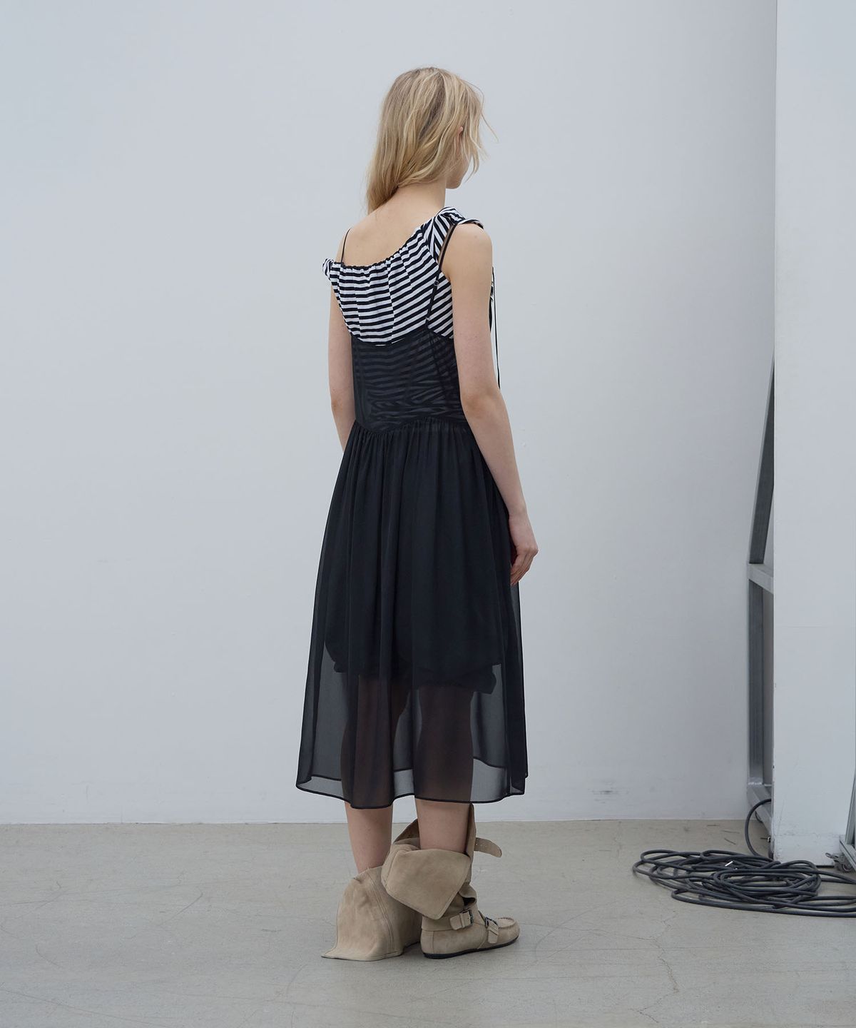 엘씨디씨티엠(LCDC™) MESH FRILL DRESS (BLACK)