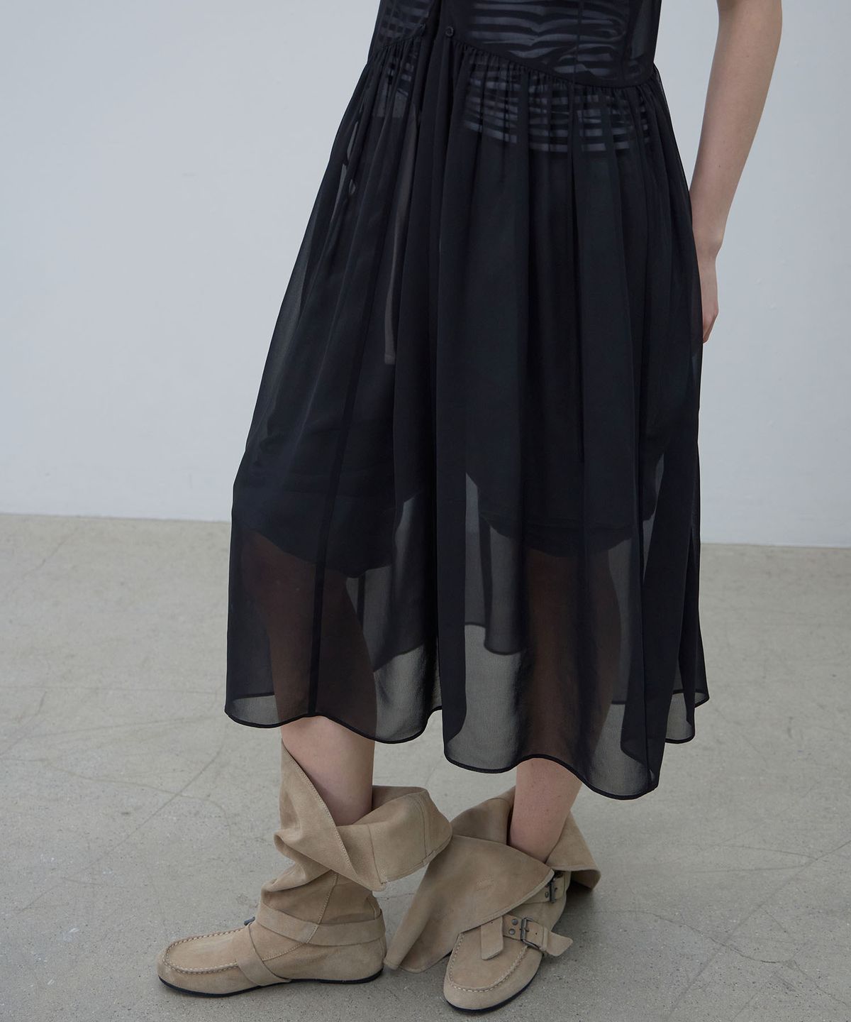 엘씨디씨티엠(LCDC™) MESH FRILL DRESS (BLACK)