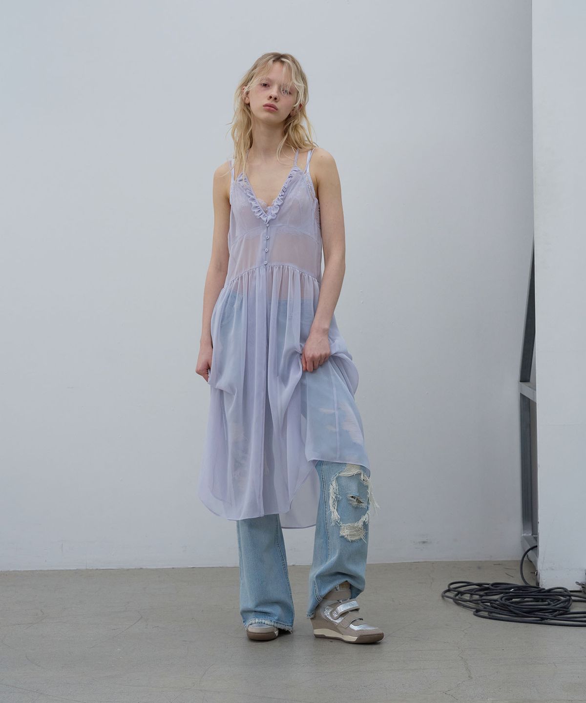 엘씨디씨티엠(LCDC™) MESH FRILL DRESS (LAVENDER)