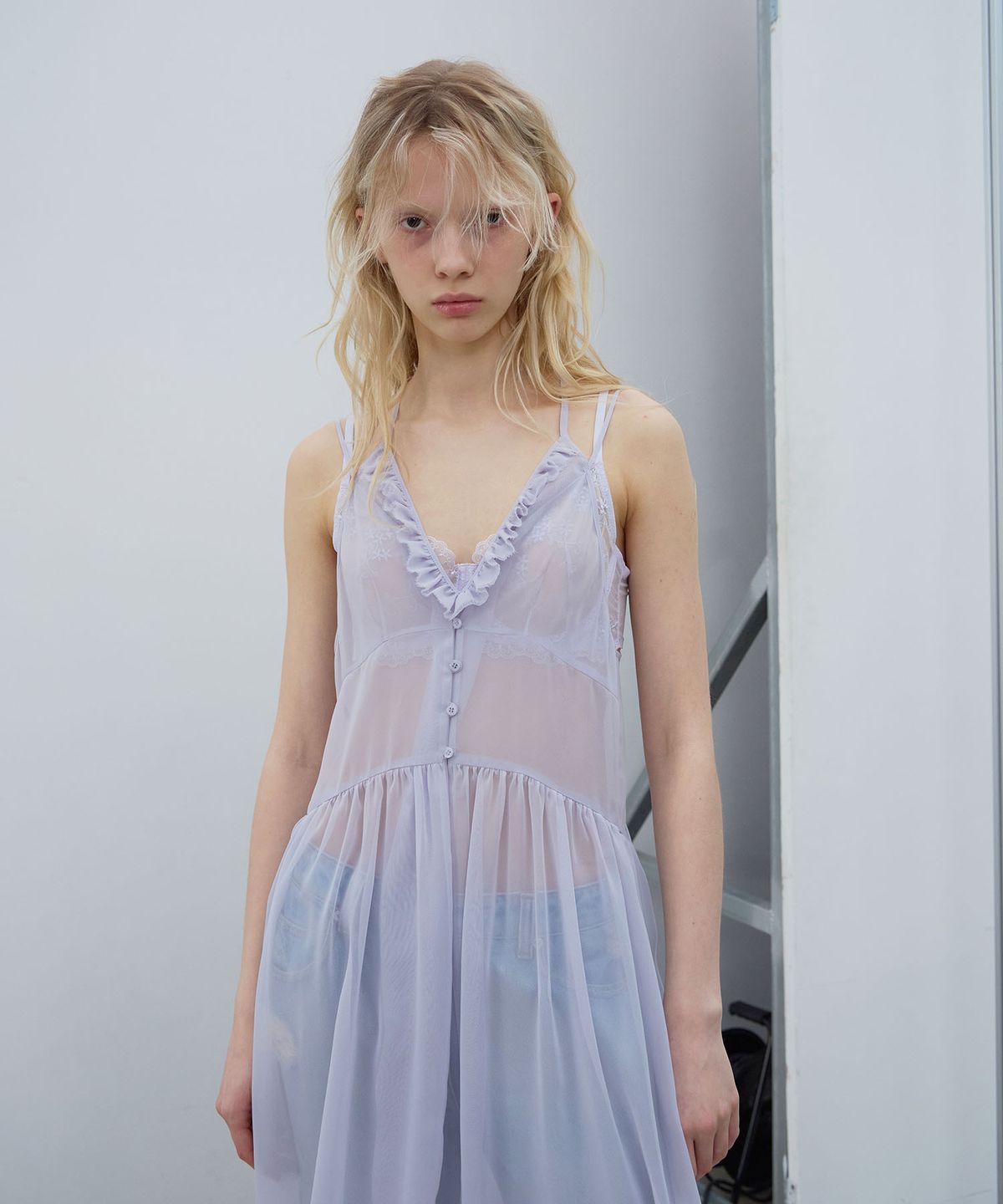 엘씨디씨티엠(LCDC™) MESH FRILL DRESS (LAVENDER)