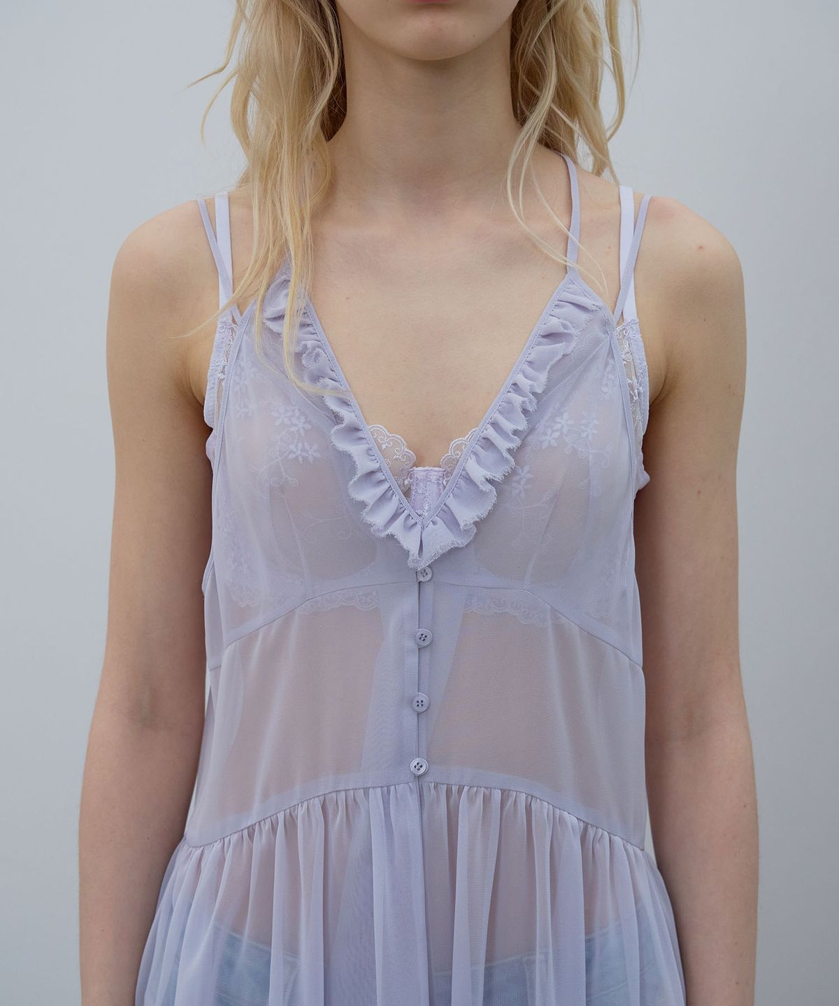 엘씨디씨티엠(LCDC™) MESH FRILL DRESS (LAVENDER)