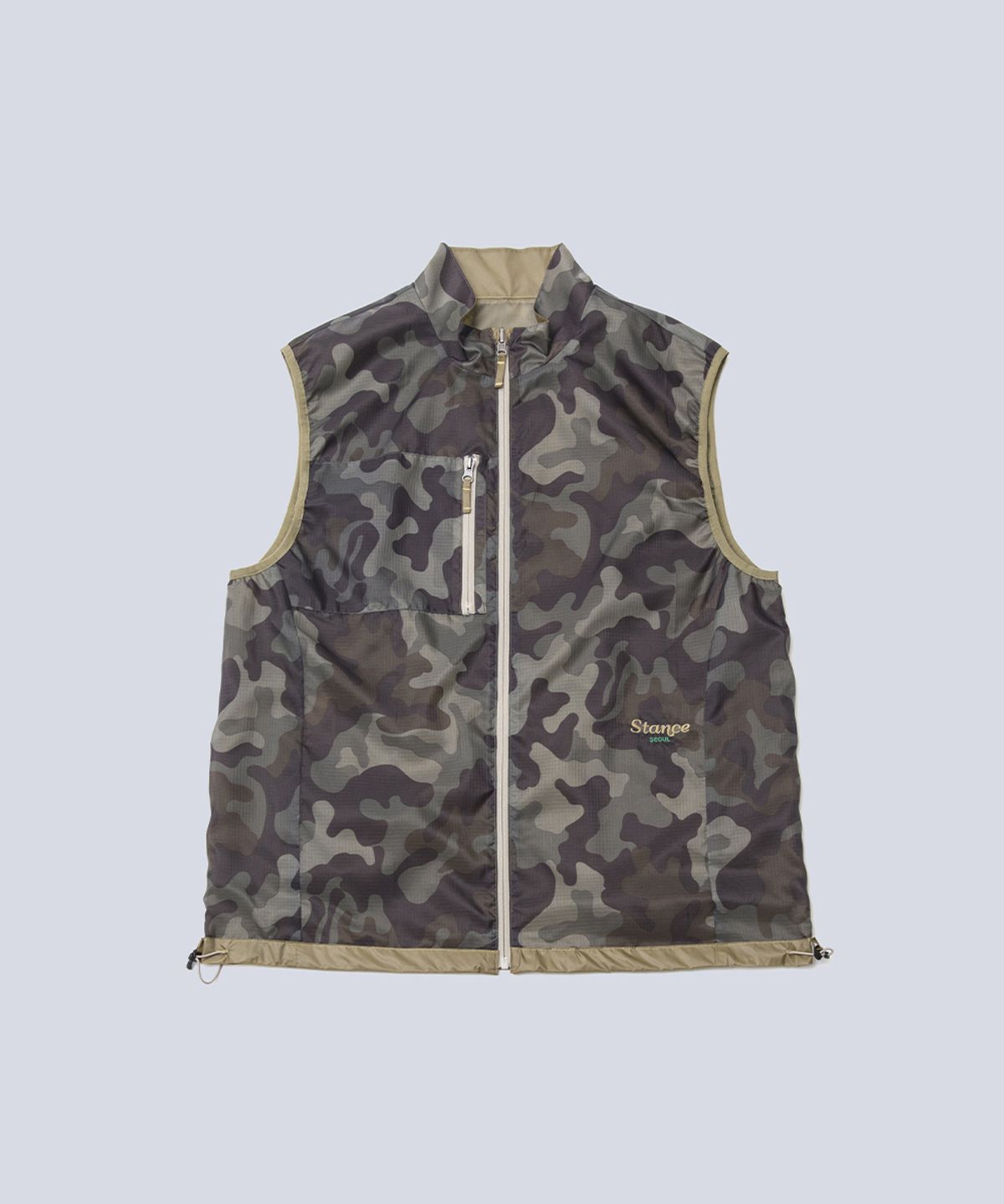 스텐스 서울(STANCE SEOUL) NYLON REVERSIBLE VEST (BEIGE & WOODLAND CAMO)