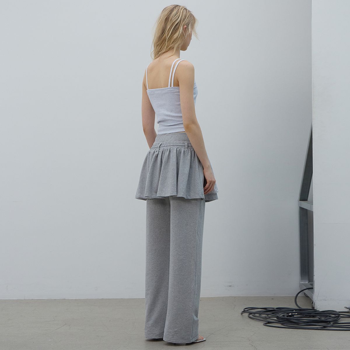 엘씨디씨티엠(LCDC™) LACE LAYERED JERSEY SKIRT (MELANGE GREY)