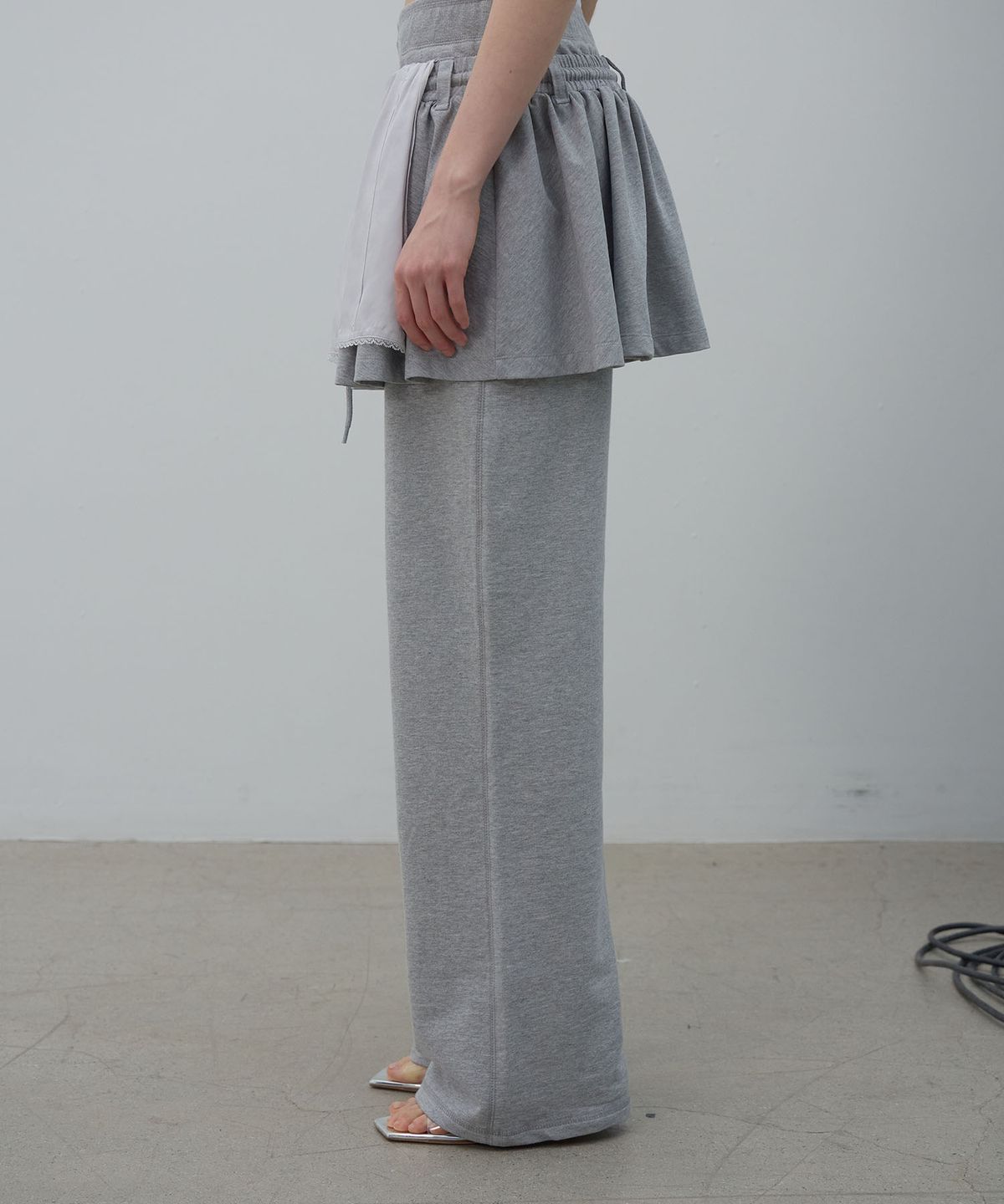 엘씨디씨티엠(LCDC™) LACE LAYERED JERSEY SKIRT (MELANGE GREY)