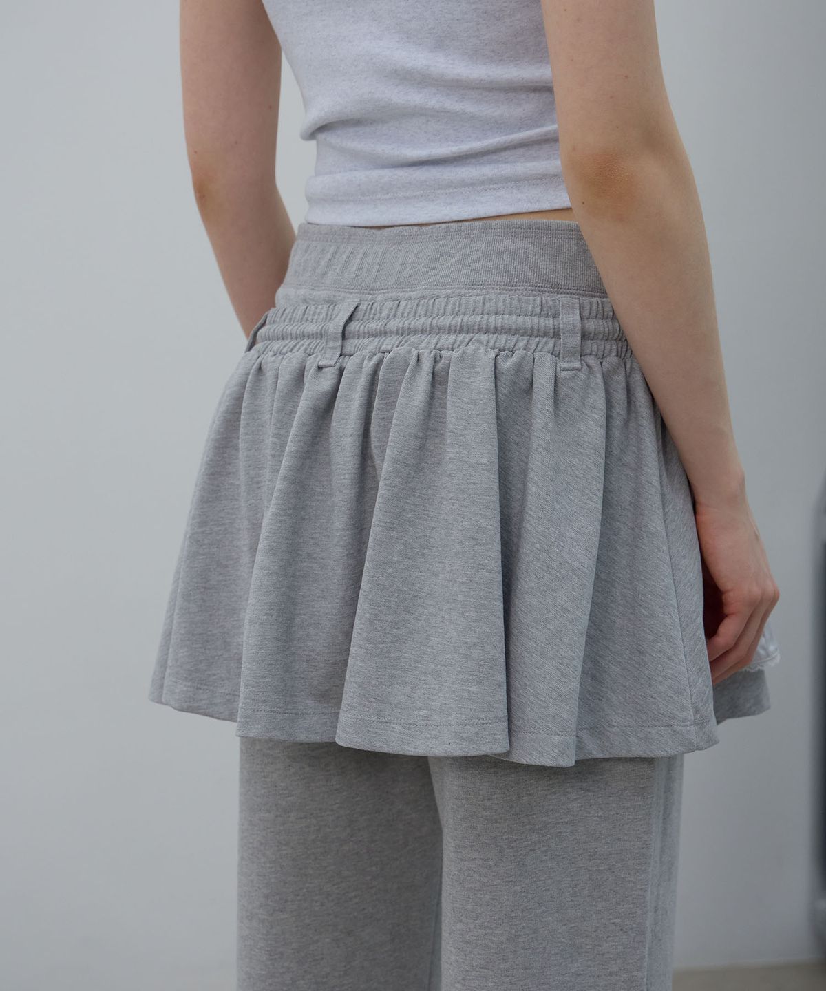 엘씨디씨티엠(LCDC™) LACE LAYERED JERSEY SKIRT (MELANGE GREY)
