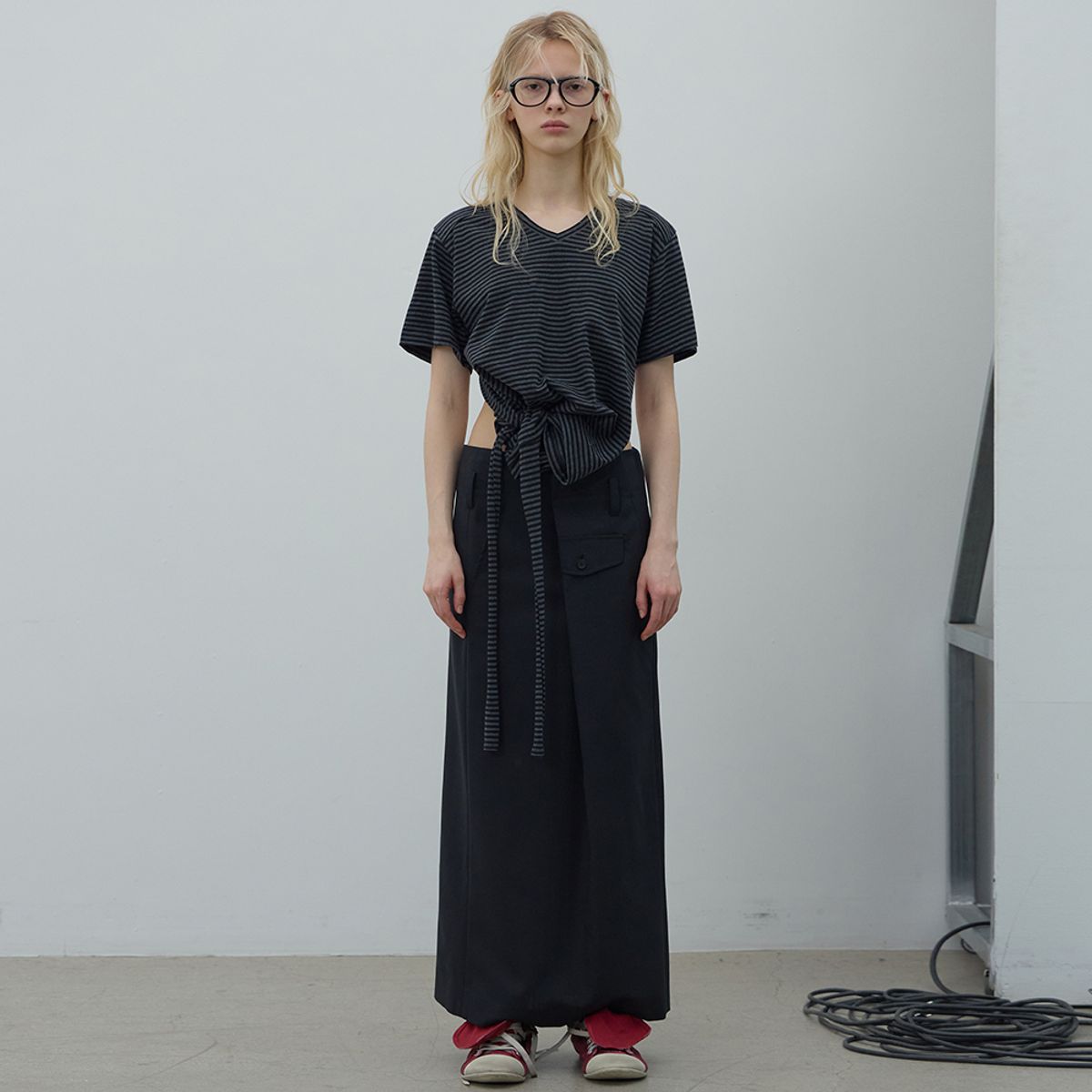 엘씨디씨티엠(LCDC™) OVERLAP LONG SKIRT (BLACK)