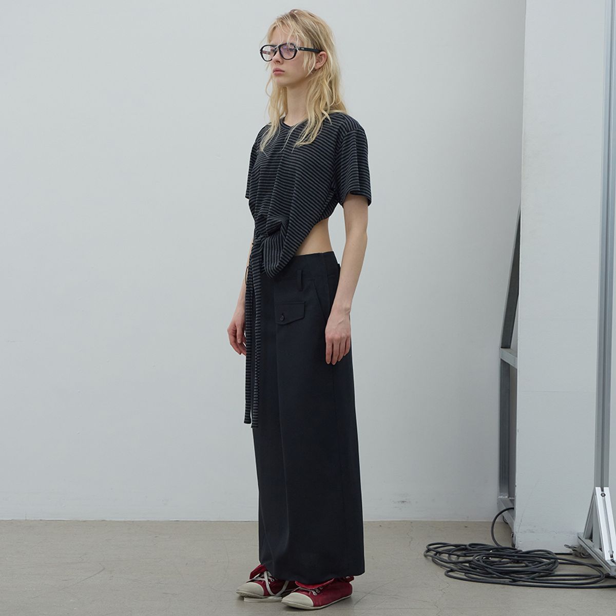 엘씨디씨티엠(LCDC™) OVERLAP LONG SKIRT (BLACK)