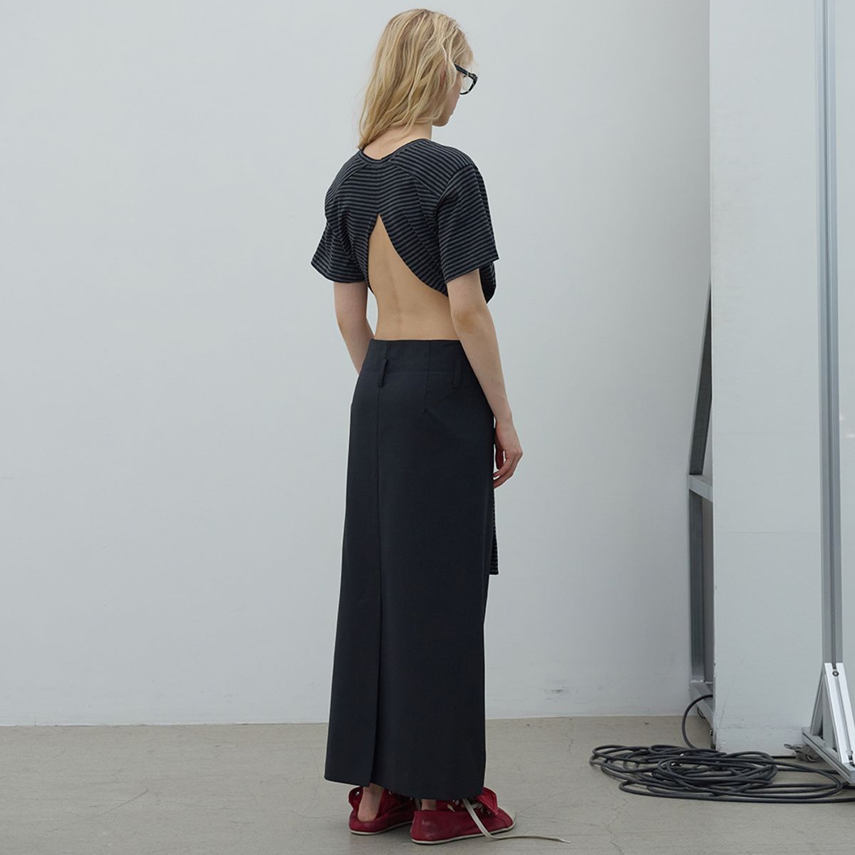 엘씨디씨티엠(LCDC™) OVERLAP LONG SKIRT (BLACK)