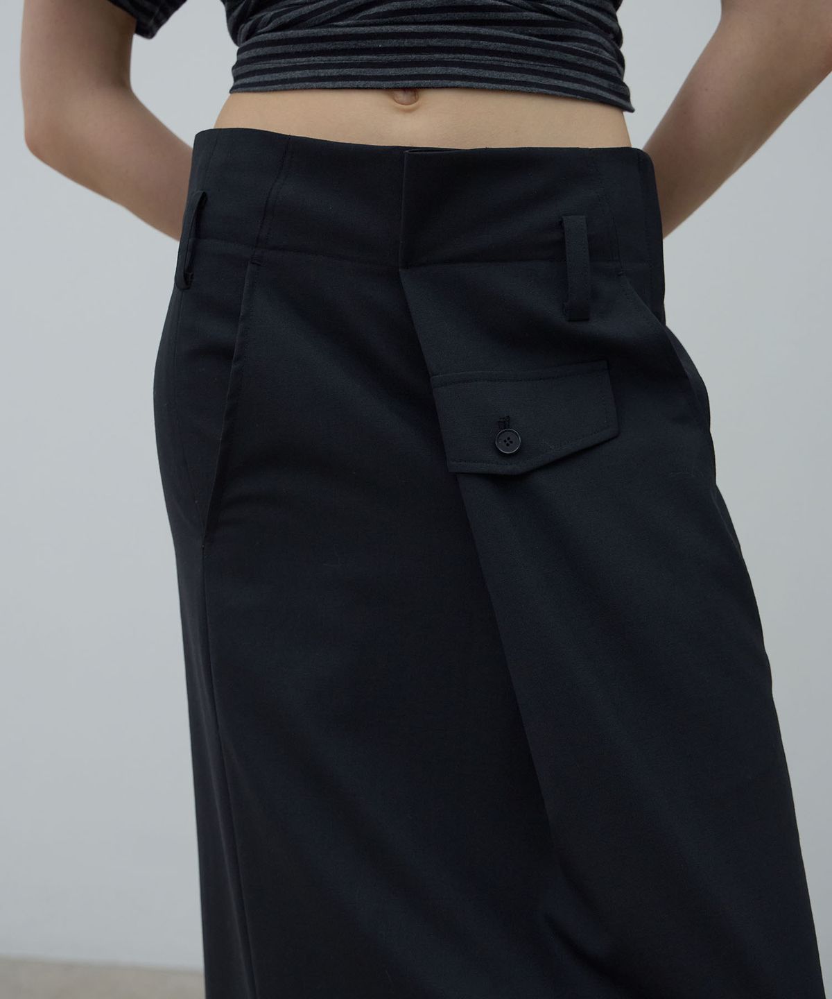 엘씨디씨티엠(LCDC™) OVERLAP LONG SKIRT (BLACK)