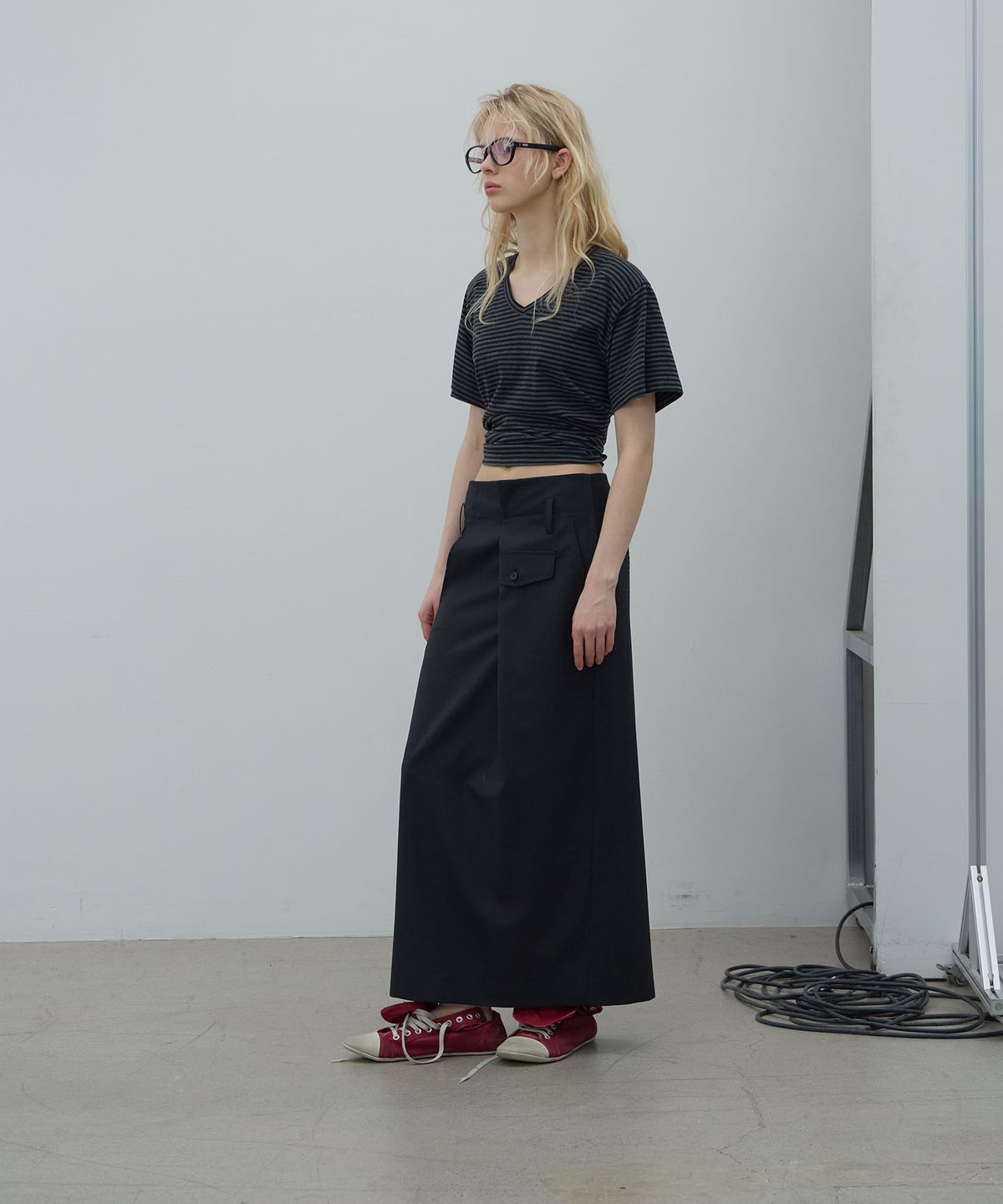 엘씨디씨티엠(LCDC™) OVERLAP LONG SKIRT (BLACK)