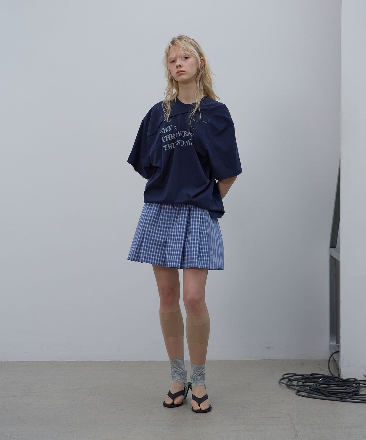 엘씨디씨티엠(LCDC™) CHECK PLEATED SHORTS (BLUE)