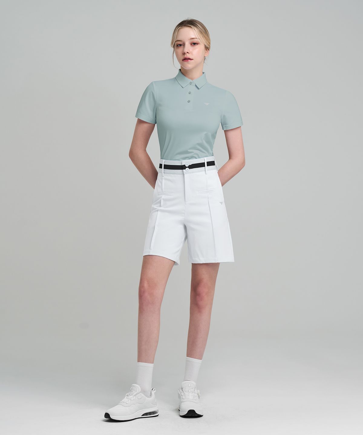 다운블로우(DOWNBLOW) 여성 골프웨어 스판 밴딩 핀턱 버뮤다 5부 반바지 DBC 1916W